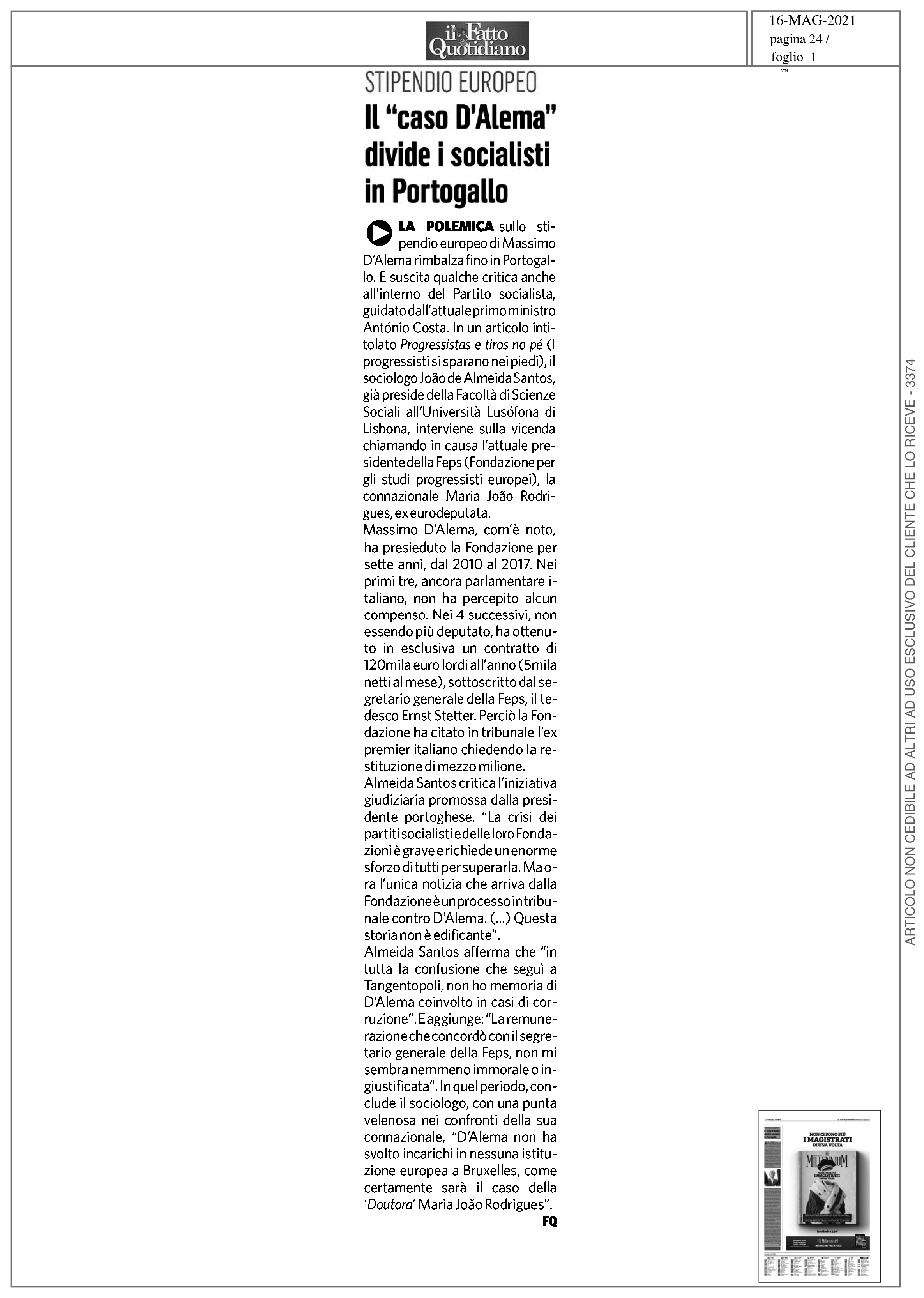 IL FATTO (CASO D'ALEMA)